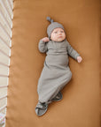 Grey Organic Cotton Ribbed Knot Gown