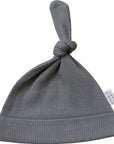 Grey Organic Ribbed Newborn Knot Hat