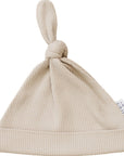 Oatmeal Organic Ribbed Newborn Knot Hat