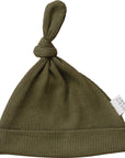 Winter Green Organic Ribbed Newborn Knot Hat