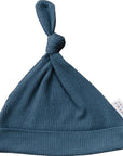 Navy Organic Ribbed Newborn Knot Hat