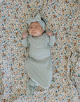 Sage Organic Cotton Ribbed Knot Gown