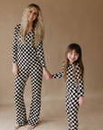 Women's Bamboo Pajamas | Black Checkerboard