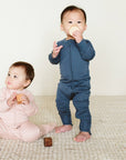 Viscose Bamboo + Organic Cotton Zipper Jumpsuit - Midnight: 6-12M