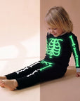 Glow in the Dark Pajama Set Halloween Skeleton White