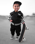 Hydro Letterman Jacket in Black + Cream Checkered