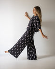 Women's Bamboo Crop Tee Lounge Set | Midnight Skelly