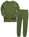 Modal Oilve Long Sleeve PJs: Olive / M (3T)