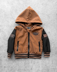 Hydro Letterman Jacket in Black + Rust