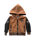 Hydro Letterman Jacket in Black + Rust