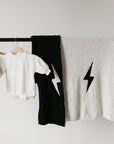Plush Blanket | Black & White Lightning Bolt