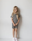 Bamboo Short Set | Black Checkerboard