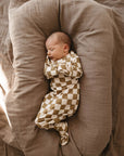 Bamboo Knotted Gown | Olive Checkerboard