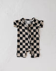 Shortie Bamboo Zip | Black Checkerboard