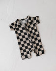 Shortie Bamboo Zip | Black Checkerboard