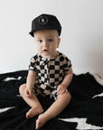 Shortie Bamboo Zip | Black Checkerboard
