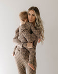 Women's Bamboo Pajama | Faded Brown Checkerboard || MATCHING KIDS