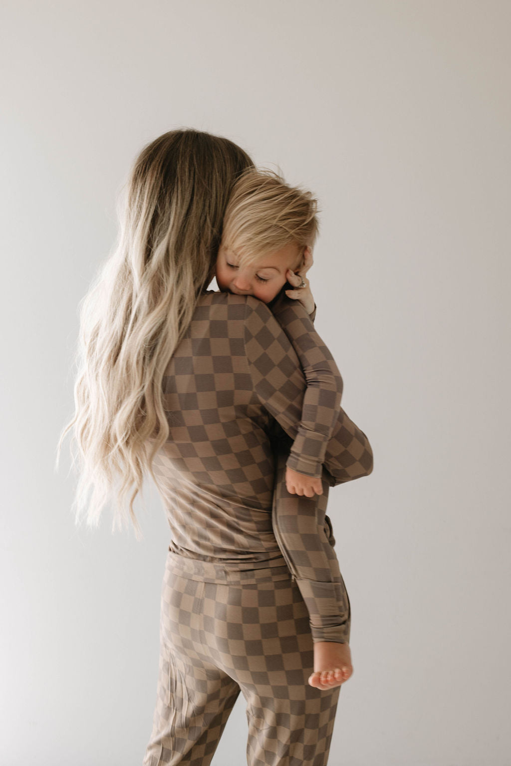 Women's Bamboo Pajama | Faded Brown Checkerboard || MATCHING KIDS
