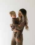 Women's Bamboo Pajama | Faded Brown Checkerboard || MATCHING KIDS