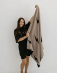 Plush Blanket | Brown Lightning Bolt