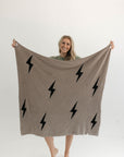Plush Blanket | Brown Lightning Bolt