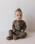 Bamboo Zip Pajamas | Brown & Black Lightning Bolt