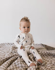 Bamboo Zip Pajamas | White & Black Lightning Bolt