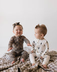 Bamboo Zip Pajamas | White & Black Lightning Bolt