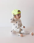 Bamboo Zip Pajamas | White & Black Lightning Bolt