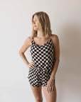 Cami Women's Bamboo Set | Black Checkerboard