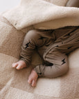 Bamboo Zip Pajamas | Brown & Black Lightning Bolt