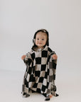 Hooded Towel | Black Checkerboard