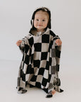 Hooded Towel | Black Checkerboard