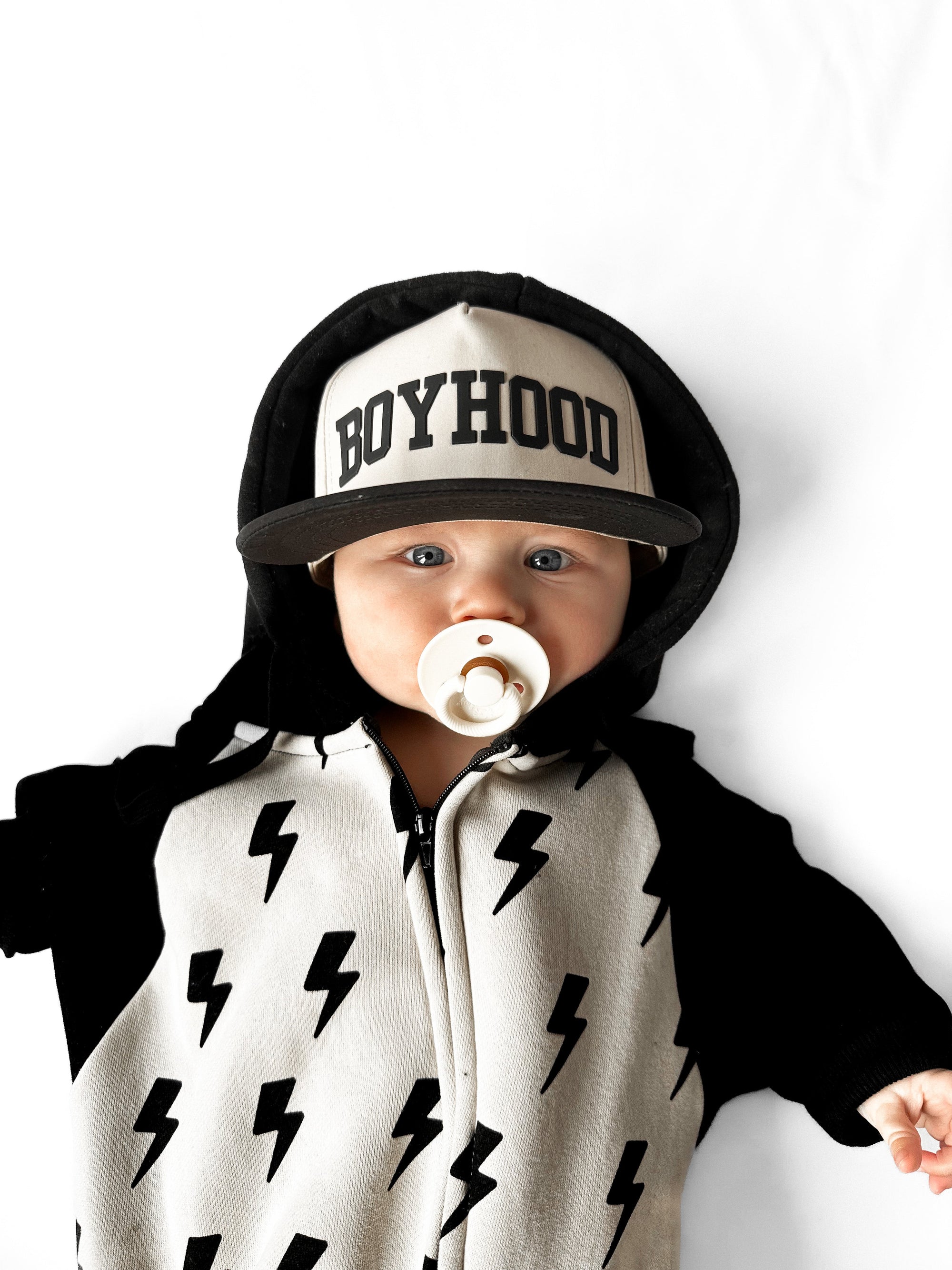 Hooded Fleece Romper in Bowie (PREORDER)