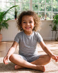 Viscose Short Sleeve Pajama Set for Kids Colorful Grey: 2XL(8Y)