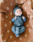 Navy Organic Ribbed Newborn Knot Hat