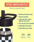 Black and White Checkered 18 oz Steel Water Bottle