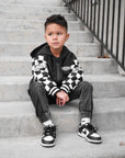 Hydro Letterman Jacket in Black + Cream Checkered