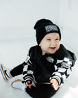 Hydro Letterman Jacket in Black + Cream Checkered