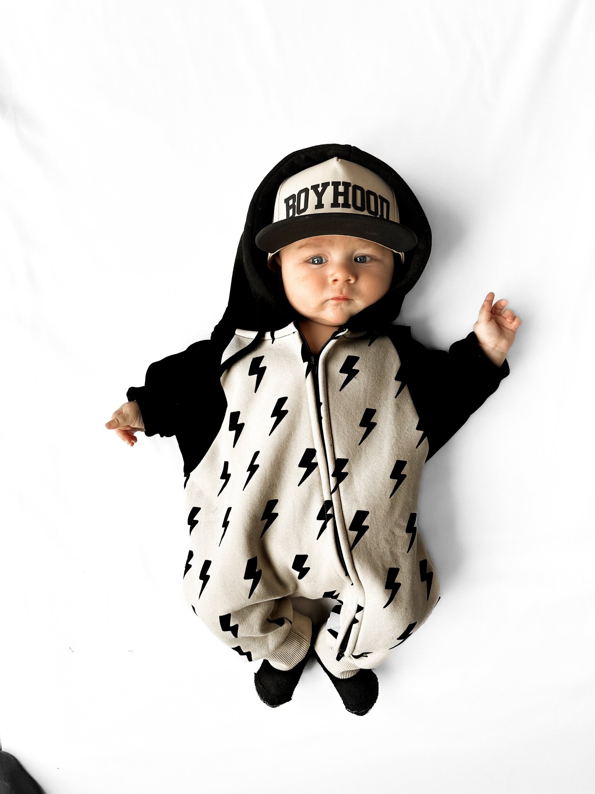 Hooded Fleece Romper in Bowie (PREORDER)