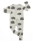 Cream Monster Trucks | Bamboo Romper
