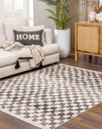 Benjy Cream & Charcoal Checkered Area Rug