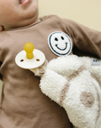 Smiley Fuzzy Blanket | Latte