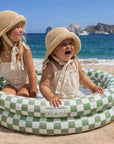 Ali+Oli Two-Ring Inflatable Kiddie Pool (Green Checkers)