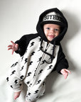 Hooded Fleece Romper in Bowie (PREORDER)