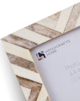 Baby Picture Frame Chevron Pattern Bone Inlay-4" x 4", Brown