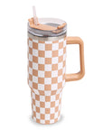 Checkered Pattern 40oz Tumbler with Handle: ONE SIZE / Black