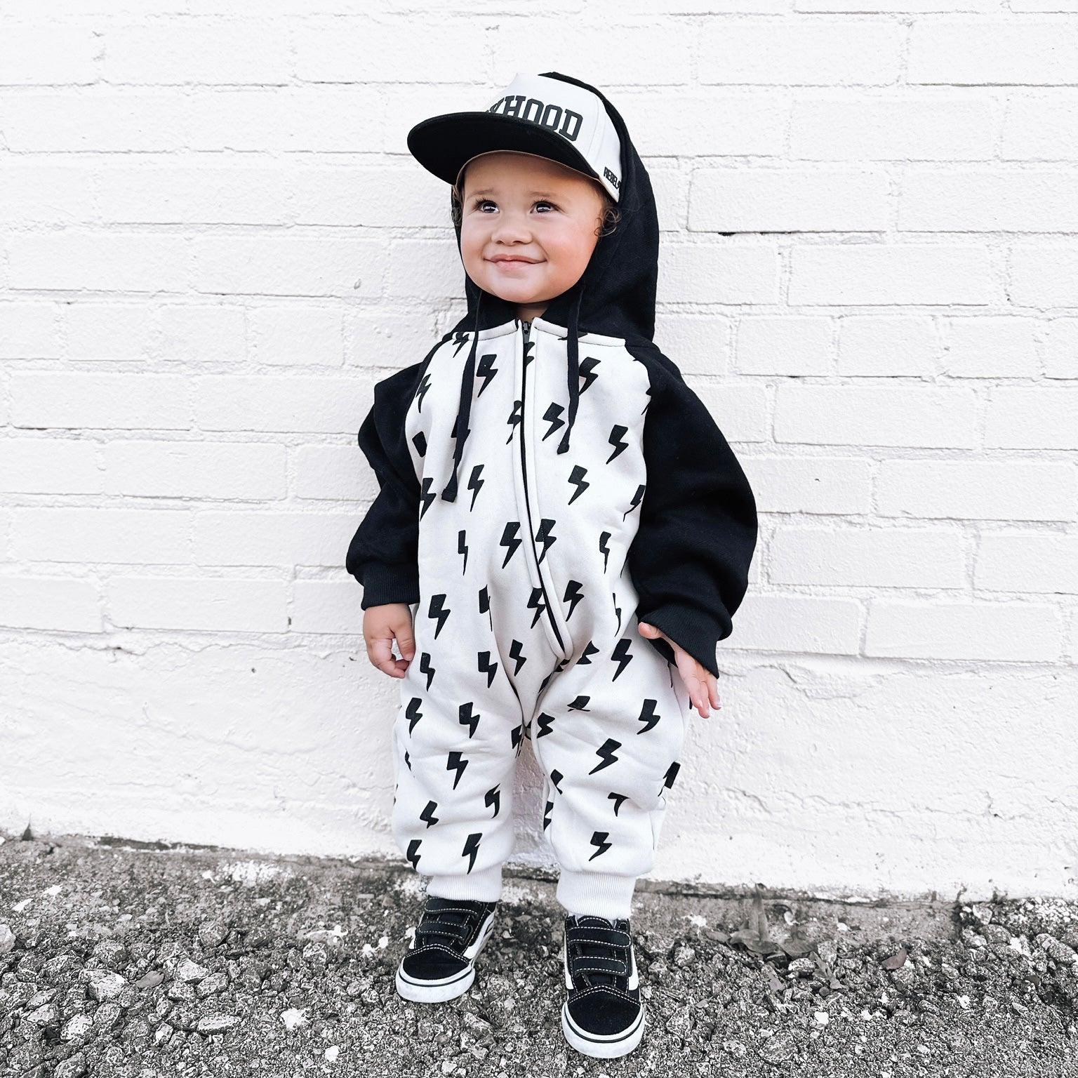 Hooded Fleece Romper in Bowie (PREORDER)