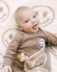 Smiley Fuzzy Blanket | Latte