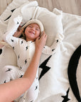 Bamboo Zip Pajamas | White & Black Lightning Bolt